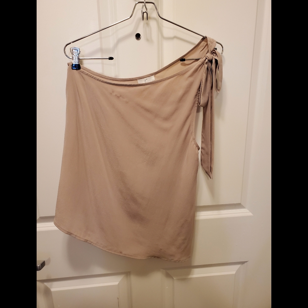 Joie Silk One Shoulder Blouse Size Small in Beige
